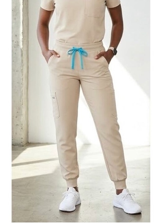 Figs Pants - Figs Zamora Jogger Scrub Pants Sandstone Caribbean Blue Large Petite